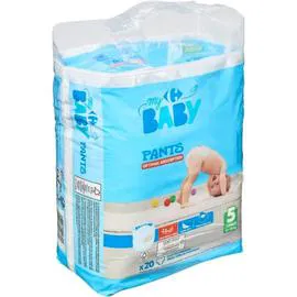 CARREFOUR BABY Couches culottes taille 5 junior : 12-18 kg x20