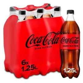COCA-COLA Soda zéro sans sucres 6x1,25l