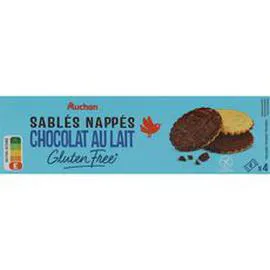 AUCHAN Biscuits sablés nappés chocolat au lait sans gluten 150g