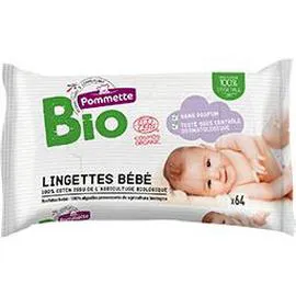 POMMETTE BIO Lingettes bébé , avec 100% coton issu de l'agriculture biologique x64 