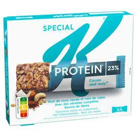 KELLOGG'S Barres Céréales Special K Protein Noix de coco et cajou 4x28g