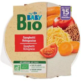 CARREFOUR BABY BIO Plat bébé bio spaghetti bolo dès 15 mois 250g