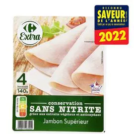 CARREFOUR EXTRA Jambon supérieur sans nitrite 4x35g