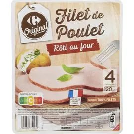 CARREFOUR ORIGINAL Filet de poulet rôti au four 120g