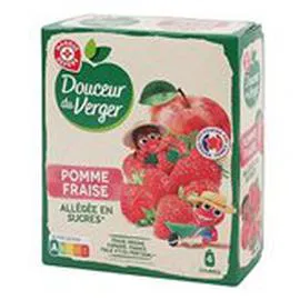MARQUE REPÈRE, DOUCEUR DU VERGER Compote allégée Douceur Verger Pomme Fraise 4x90g