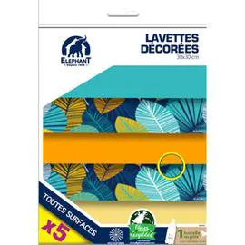 ÉLÉPHANT LBD Lavette microfibre décorées x5 x5