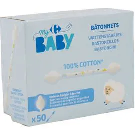 CARREFOUR BABY Coton tiges bébé 100% coton x50