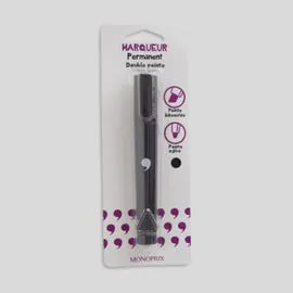 MONOPRIX Marqueur Permanent double pointe Noir l'unité