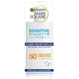 GARNIER, AMBRE SOLAIRE Fluide Visage Anti-Uv,Tâche Et Pollution Fps 50 40ml