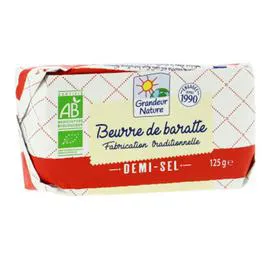 GRANDEUR NATURE Beurre De Baratte Demi-Sel Bio 125g