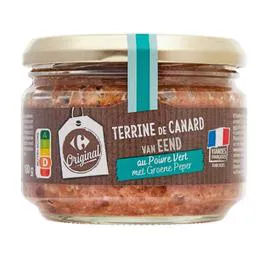 CARREFOUR Terrine de canard au poivre vert 180g