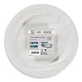 HOMESIDE Assiettes plates 23cm blanc sans film PE x100