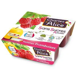 CHARLES & ALICE Compote pomme framboise sans sucres ajoutés 4x100g