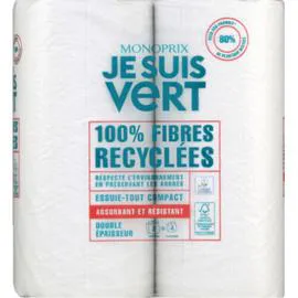 MONOPRIX JE SUIS VERT Essuie-tout absorbant et résistant double épaisseur x2