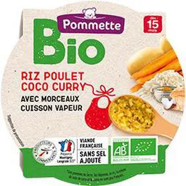 POMMETTE BIO Riz poulet coco curry BIO, dès 15 mois 250g