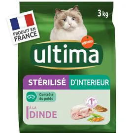 ULTIMA Croquettes pour chat stérilisés d'intérieur 3kg