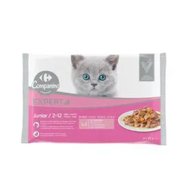 CARREFOUR COMPANINO Pâtée pour chat Junior en sauce au saumon 340g