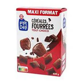 MARQUE REPÈRE, P'TIT DÉLI Céréales fourées Tout chocolat 650g