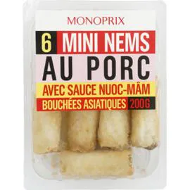 MONOPRIX Mini nems au porc avec sauce nuoc-mâm 200g