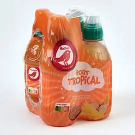 AUCHAN RIK & ROK Boisson au jus de fruits goût tropical bouteilles bouchon sport 4x20cl
