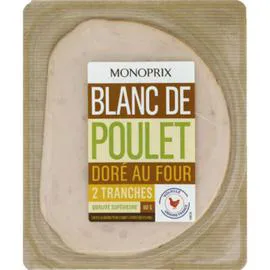 MONOPRIX Blanc de poulet doré au four 80g