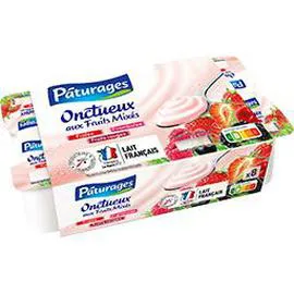 PÂTURAGES Yaourt Onctueux aux fruits mixés, fruits rouges 8x125g