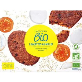 MONOPRIX BIO 2 galettes de millet tomates mozzarella 200g