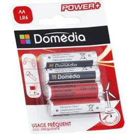 DOMÉDIA Piles alcalines Power+ AA LR6 1,5 V x4