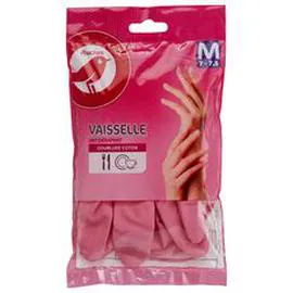 AUCHAN Gants à vaisselle doublure coton taille M l'unité