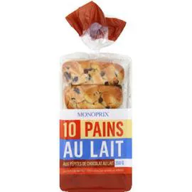 MONOPRIX Pains au lait pépites de chocolat 350g
