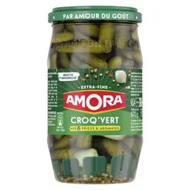 AMORA Cornichons 5 épices & aromates extra fins 370g