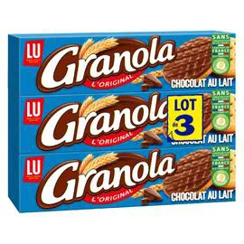 LU, GRANOLA Biscuits sablés nappés au chocolat au lait 3x200g