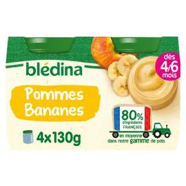 BLÉDINA Compote bébé Pomme banane - dès 4-6 mois 4x130g
