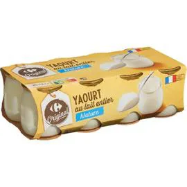 CARREFOUR ORIGINAL Yaourt lait entier nature 8x125g