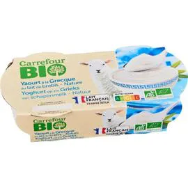 CARREFOUR BIO Yaourt à la grecque lait de brebis bio 2x150g