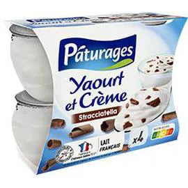 PÂTURAGES Yaourt et crème Stracciatella 4x125g