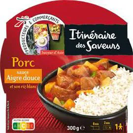 ITINÉRAIRE DES SAVEURS Saveur d'Asie - Porc sauce aigre douce et riz blanc 300g
