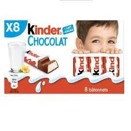 KINDER Barres chocolat au lait fourrées au lait 100g