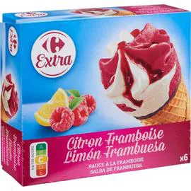 CARREFOUR EXTRA Glace Cône citron framboise 461,4g