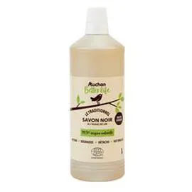AUCHAN BETTER LIFE Savon noir liquide à l'huile de lin 1l