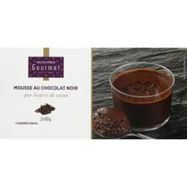 MONOPRIX GOURMET Mousse au chocolat noir pur beurre de cacao 180g