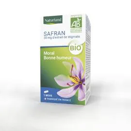 NATURLAND Complément Alimentaire Safran Moral Bonne Humeur Bio x30