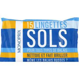 MONOPRIX Lingettes sols x15