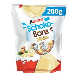KINDER, SCHOKO-BONS Bonbons de chocolat blanc fourrés lait et noisettes 200g