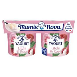 MAMIE NOVA Yaourt aux fruits gourmand litchi et rose 2x150g