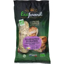 BIOFOURNIL Pain bio camusettes 5 graines à cuire 2x200g