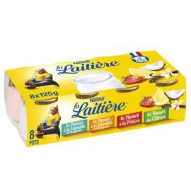 NESTLÉ, LA LAITIÈRE Yaourt au lait entier aux fruits panaché arômes naturels 8x125g