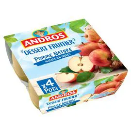 ANDROS Compotes pomme nature, allégées en sucre 400g