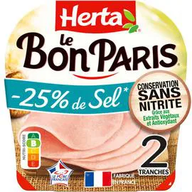 HERTA Le Bon Paris Jambon Sans Nitrite Sel Réduit 2 Tranches 70g