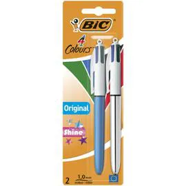 BIC Stylo à bille 4 couleurs Shine x2 x2